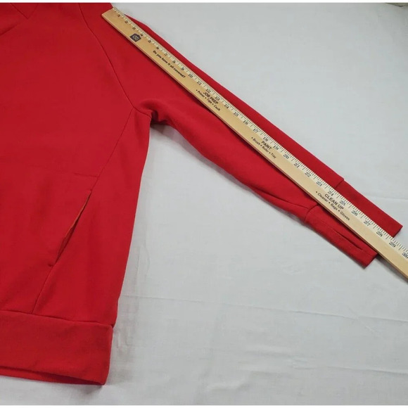 Fabletics x Madelaine Petsch Sweatshirt Women M Red 1/2 Zip on Back Pullover Gym - Picture 13 of 16